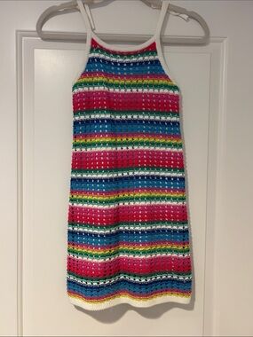 Girls' Striped Crochet Dress